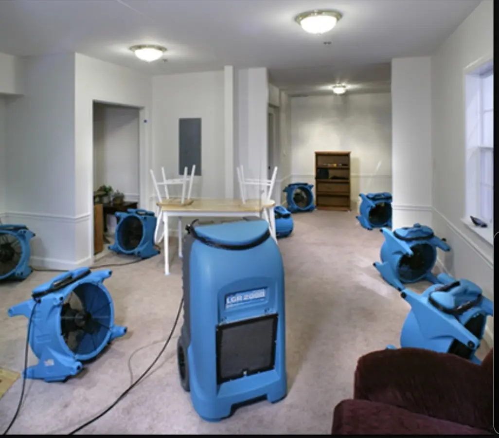 Air movers and dehumidifier setup for Water Damage Restoration in West Haverstraw